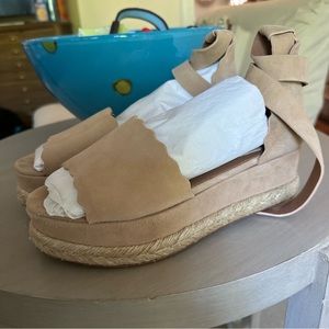 Chloe Scalloped Suede Platform Espadrilles